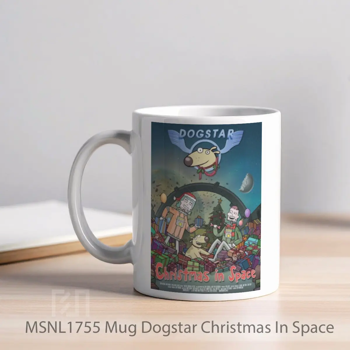 Mug Dogstar Christmas In Space Gelas Keramik Tema Film MSNL1755 - Tampak Kiri