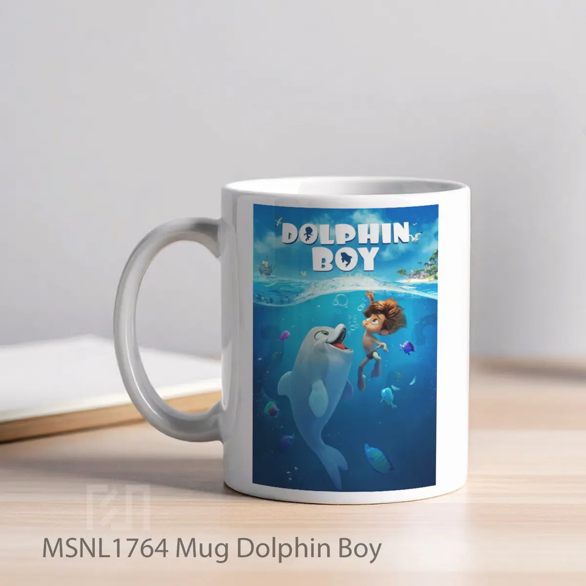Mug Dolphin Boy Gelas Keramik Tema Film MSNL1764 - Tampak Kiri