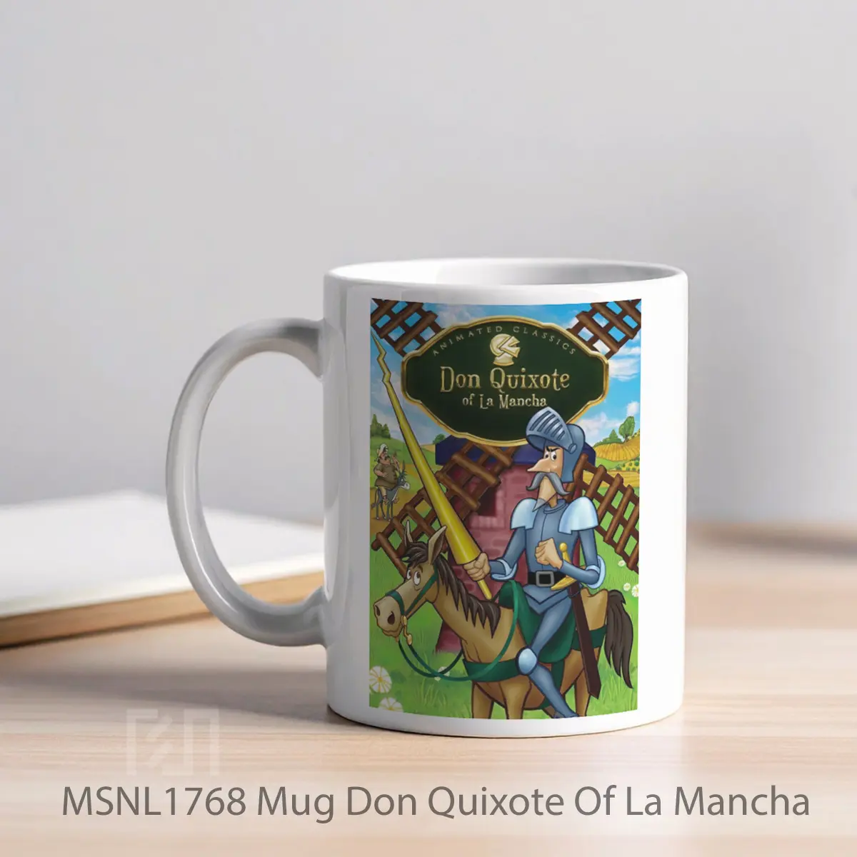Mug Don Quixote Of La Mancha Gelas Keramik Tema Film MSNL1768 - Tampak Kiri