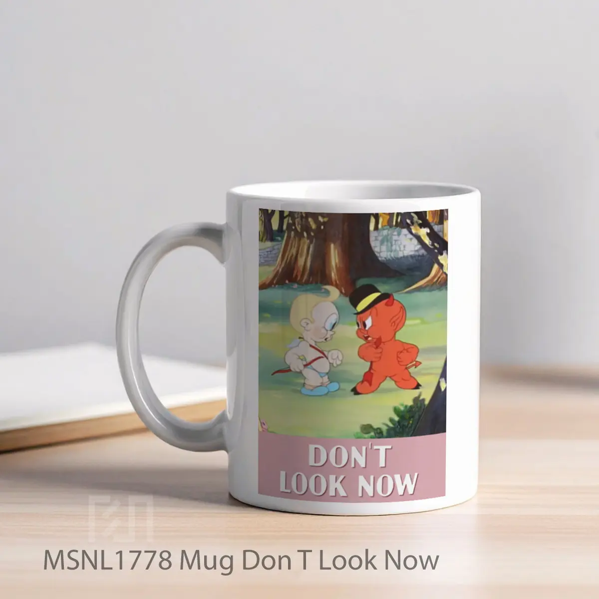 Mug Don T Look Now Gelas Keramik Tema Film MSNL1778 - Tampak Kiri