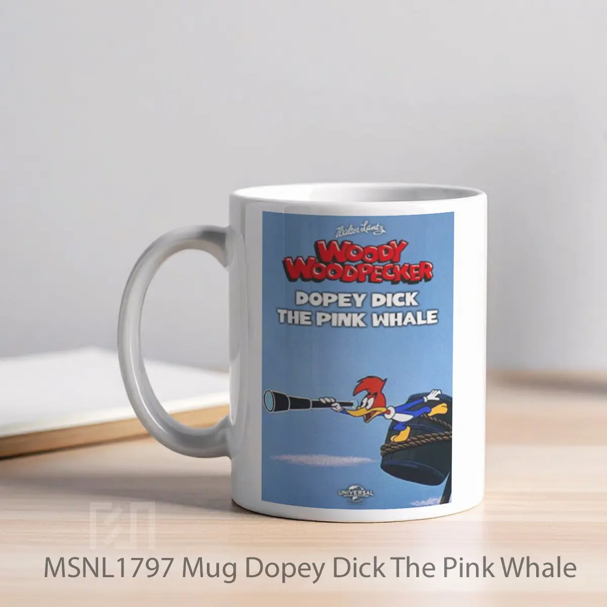 Mug Dopey Dick The Pink Whale Gelas Keramik Tema Film MSNL1797 - Tampak Kiri