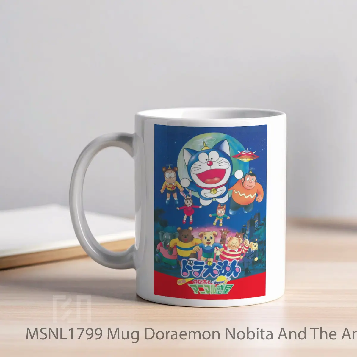 Mug Doraemon Nobita And The Animal Planet Gelas Keramik Tema Film MSNL1799 - Tampak Kiri