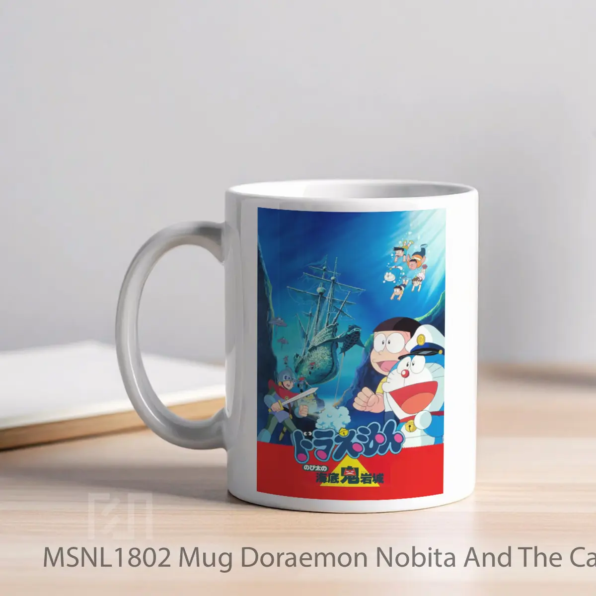 Mug Doraemon Nobita And The Castle Of The Undersea Devil Gelas Keramik Tema Film MSNL1802 - Tampak Kiri