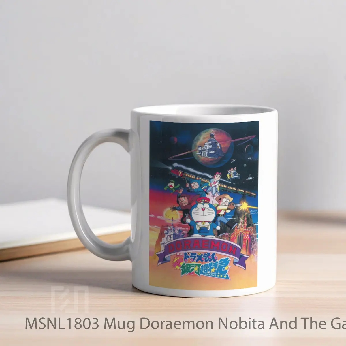 Mug Doraemon Nobita And The Galaxy Super Express Gelas Keramik Tema Film MSNL1803 - Tampak Kiri