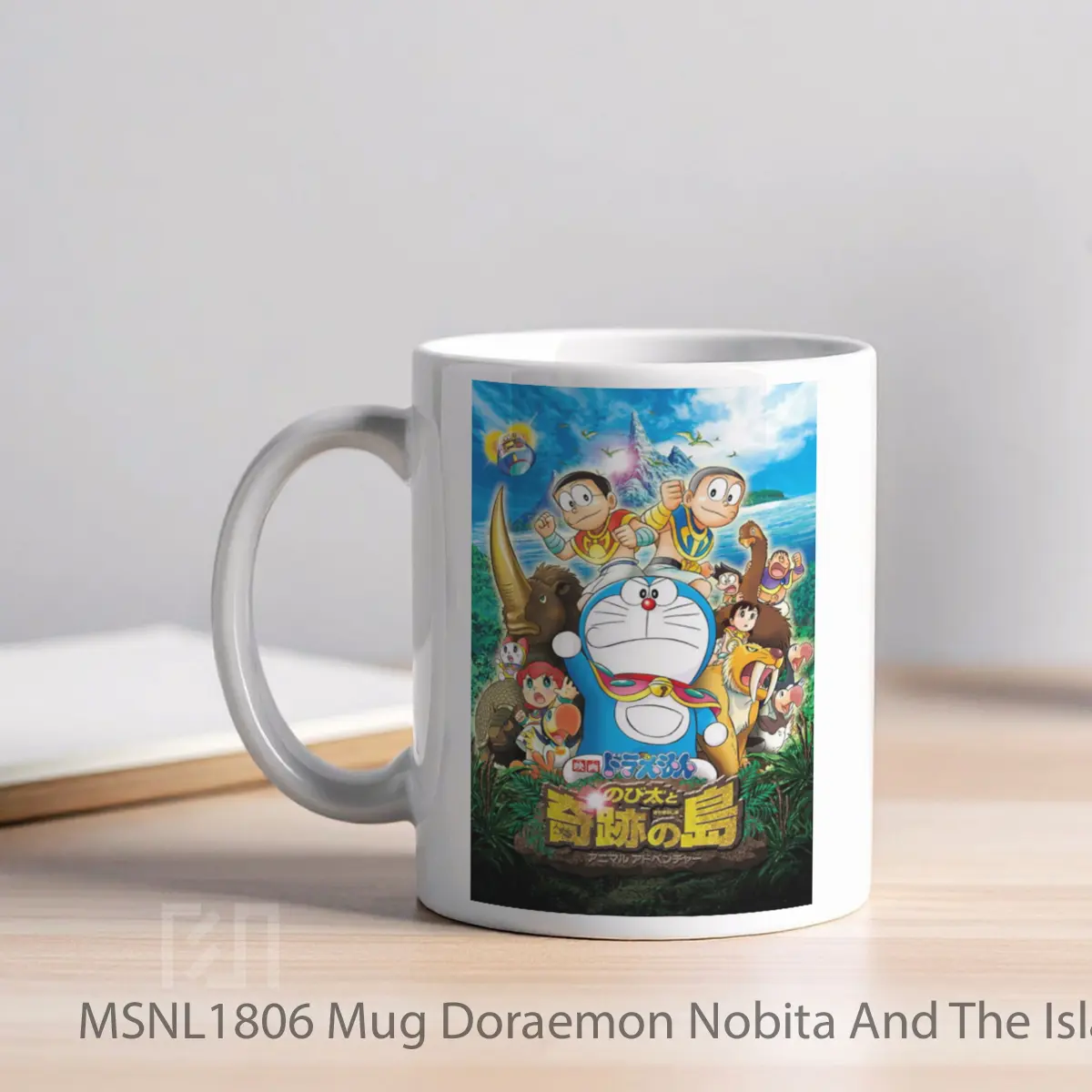 Mug Doraemon Nobita And The Island Of Miracles Animal Adventure Gelas Keramik Tema Film MSNL1806 - Tampak Kiri