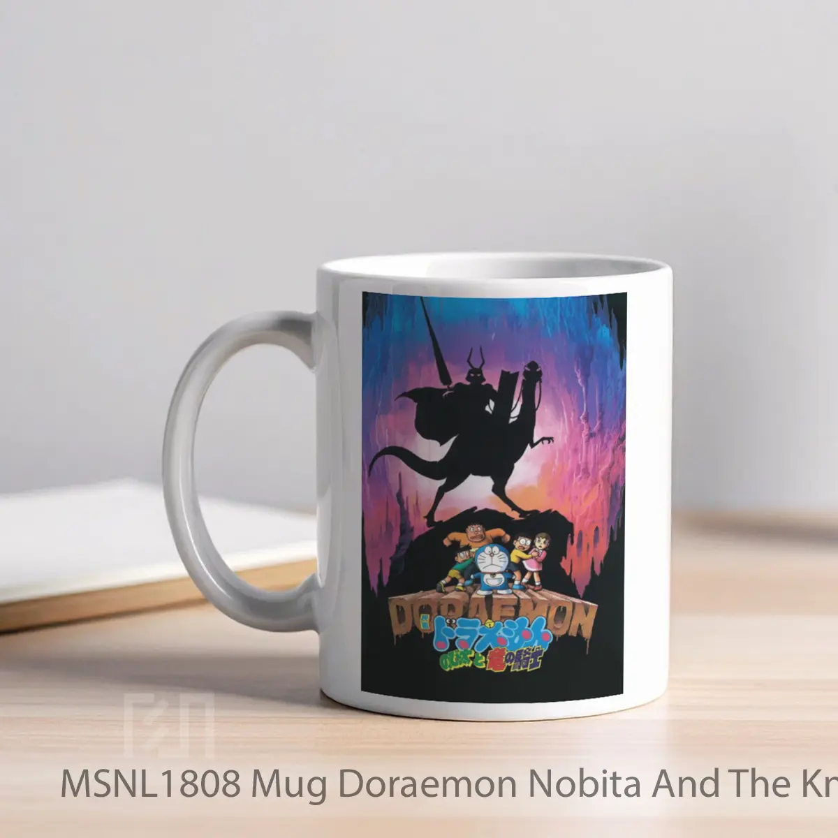 Mug Doraemon Nobita And The Knights On Dinosaurs Gelas Keramik Tema Film MSNL1808 - Tampak Kiri