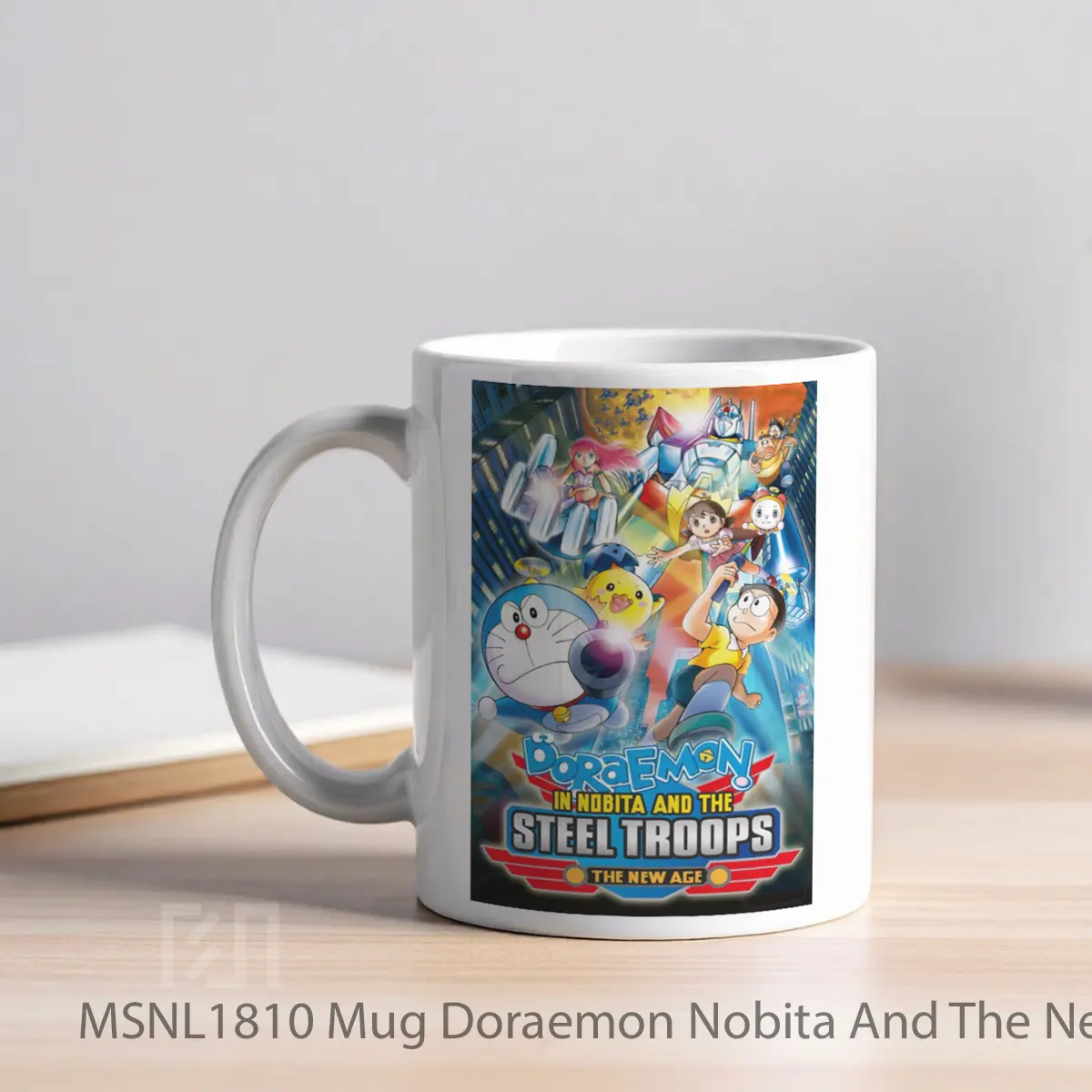 Mug Doraemon Nobita And The New Steel Troops Winged Angels Gelas Keramik Tema Film MSNL1810 - Tampak Kiri