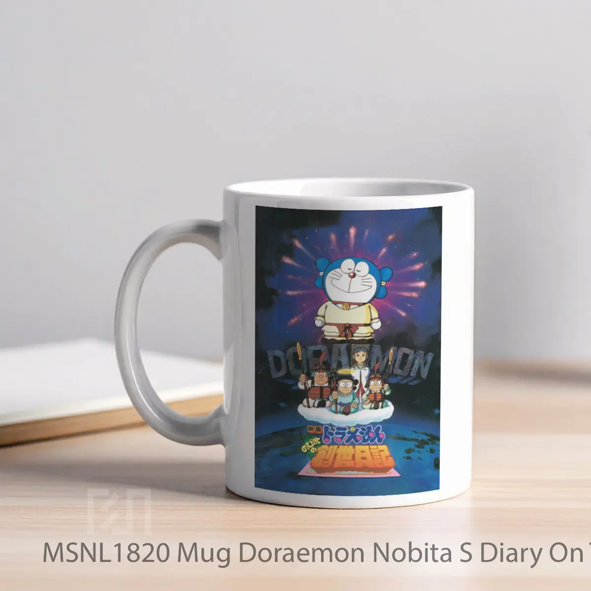 Mug Doraemon Nobita S Diary On The Creation Of The World Gelas Keramik Tema Film MSNL1820 - Tampak Kiri
