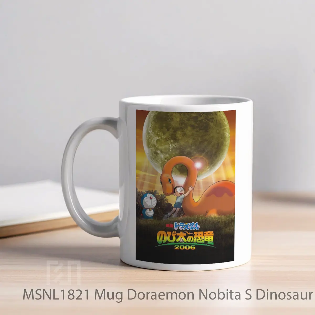 Mug Doraemon Nobita S Dinosaur V1 Gelas Keramik Tema Film MSNL1821 - Tampak Kiri