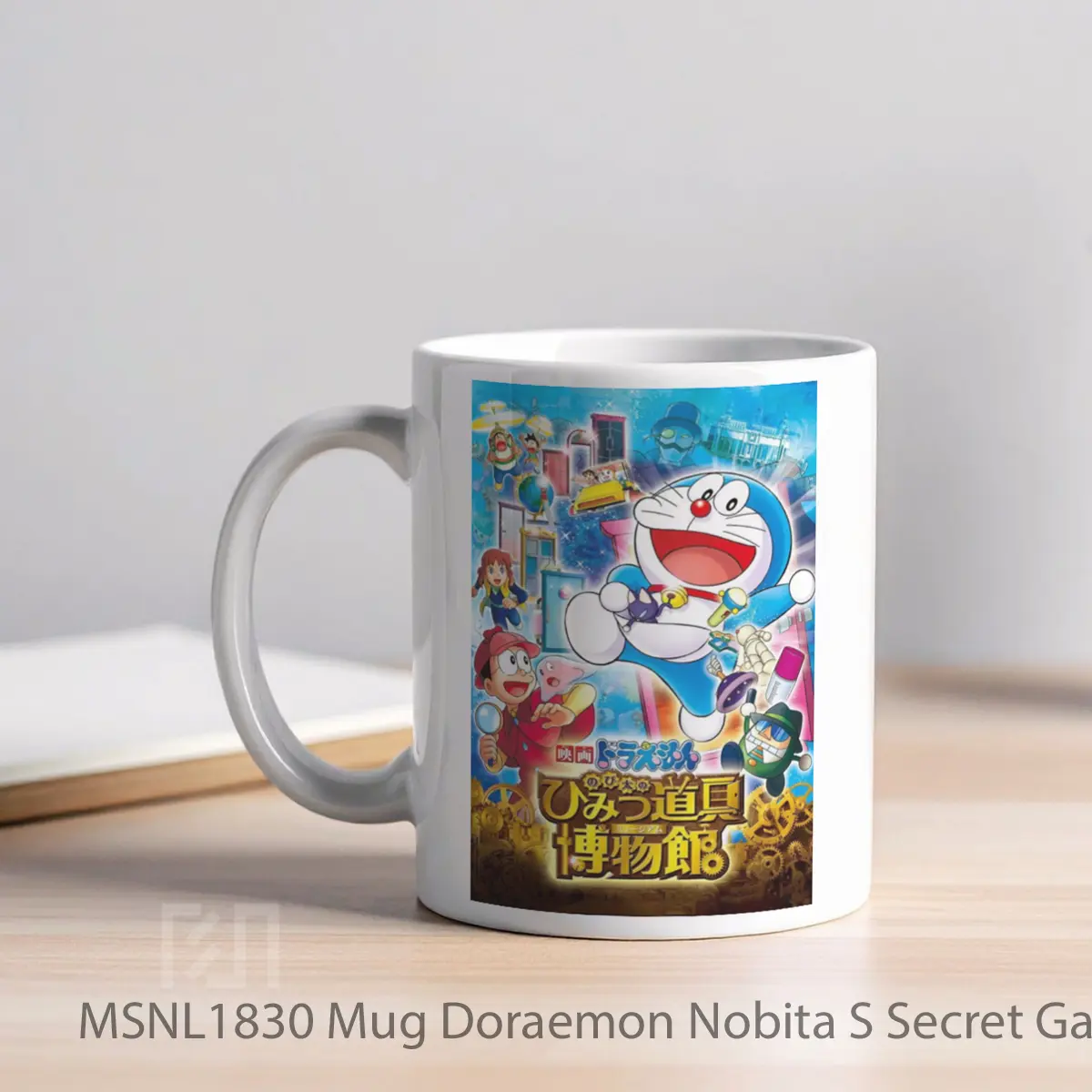 Mug Doraemon Nobita S Secret Gadget Museum Gelas Keramik Tema Film MSNL1830 - Tampak Kiri