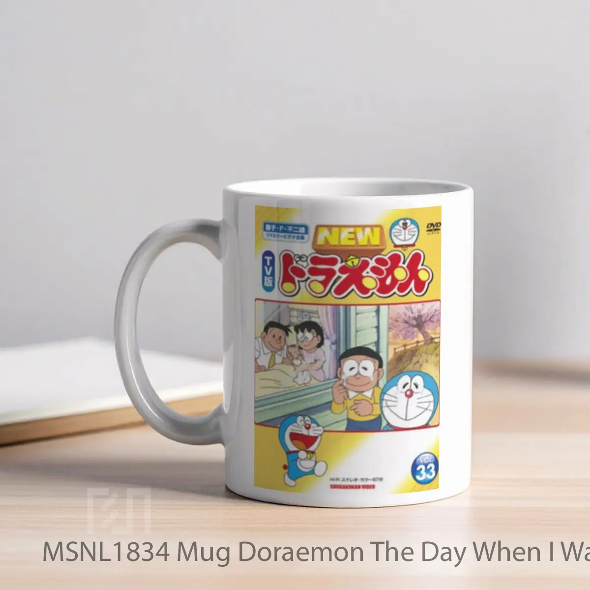 Mug Doraemon The Day When I Was Born Gelas Keramik Tema Film MSNL1834 - Tampak Kiri