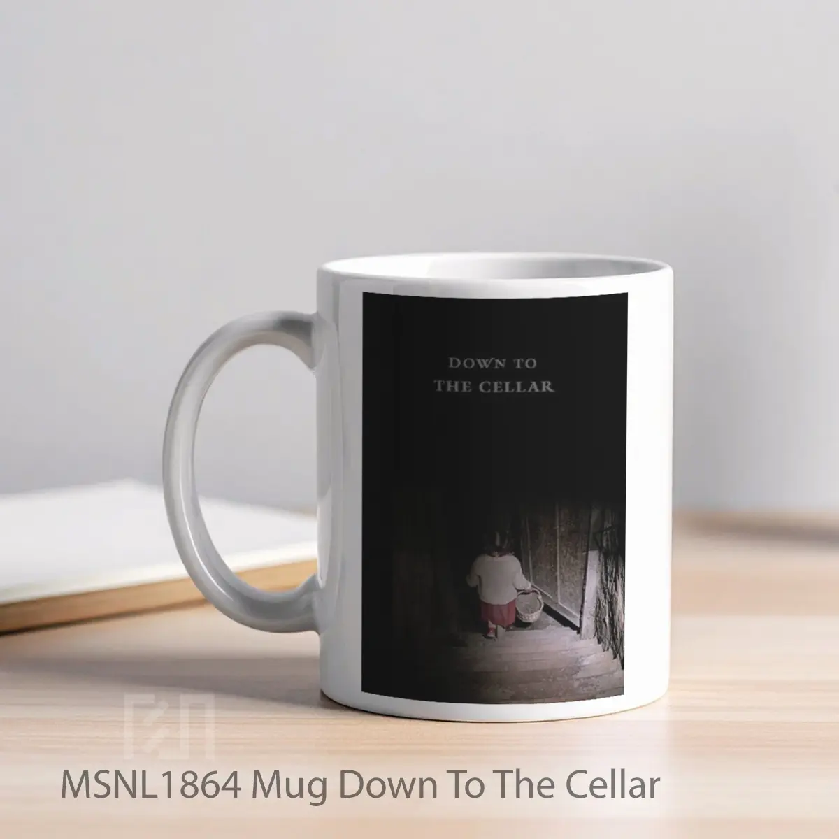 Mug Down To The Cellar Gelas Keramik Tema Film MSNL1864 - Tampak Kiri