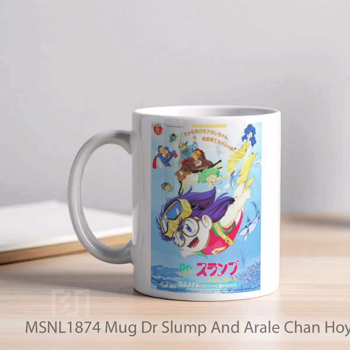 Mug Dr Slump And Arale Chan Hoyoyo Follow The Rescued Shark Gelas Keramik Tema Film MSNL1874 - Tampak Kiri