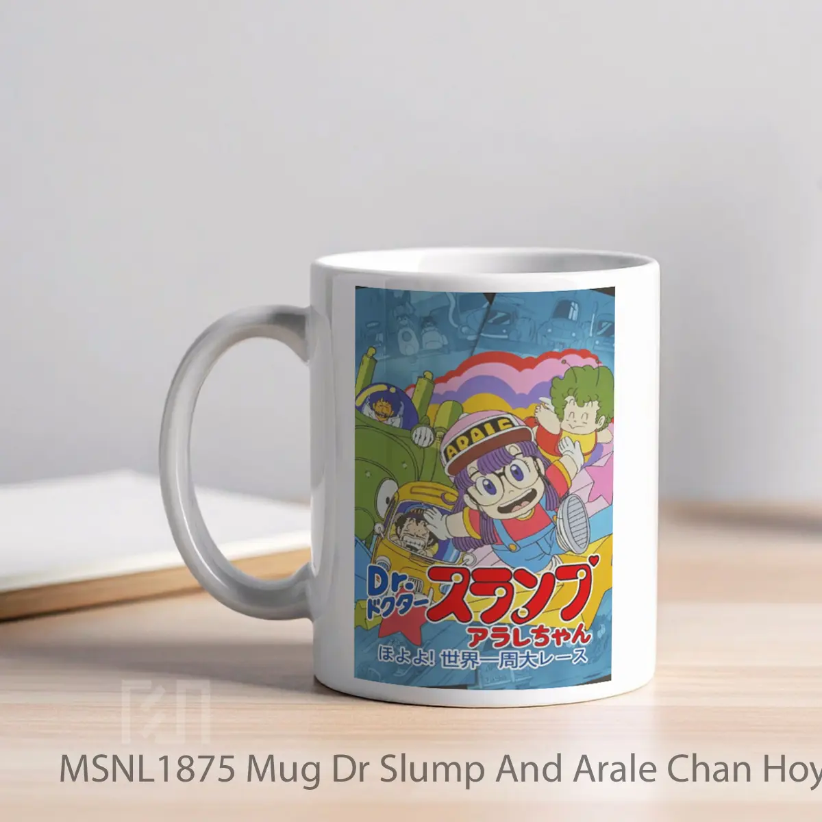 Mug Dr Slump And Arale Chan Hoyoyo The Great Race Around The World Gelas Keramik Tema Film MSNL1875 - Tampak Kiri