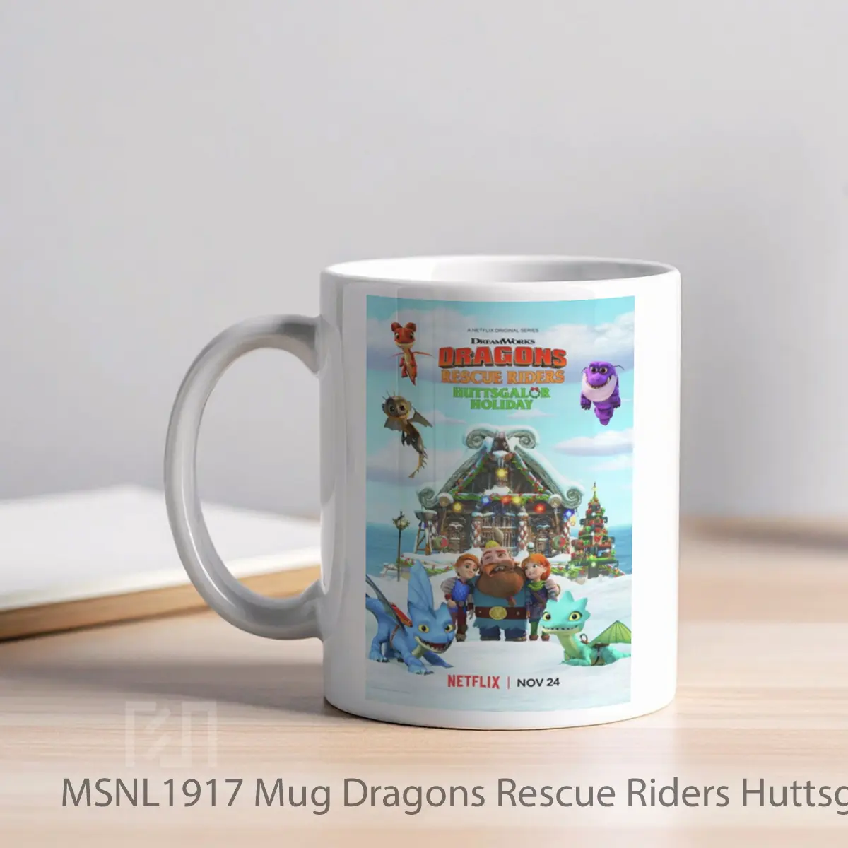 Mug Dragons Rescue Riders Huttsgalor Holiday Gelas Keramik Tema Film MSNL1917 - Tampak Kiri
