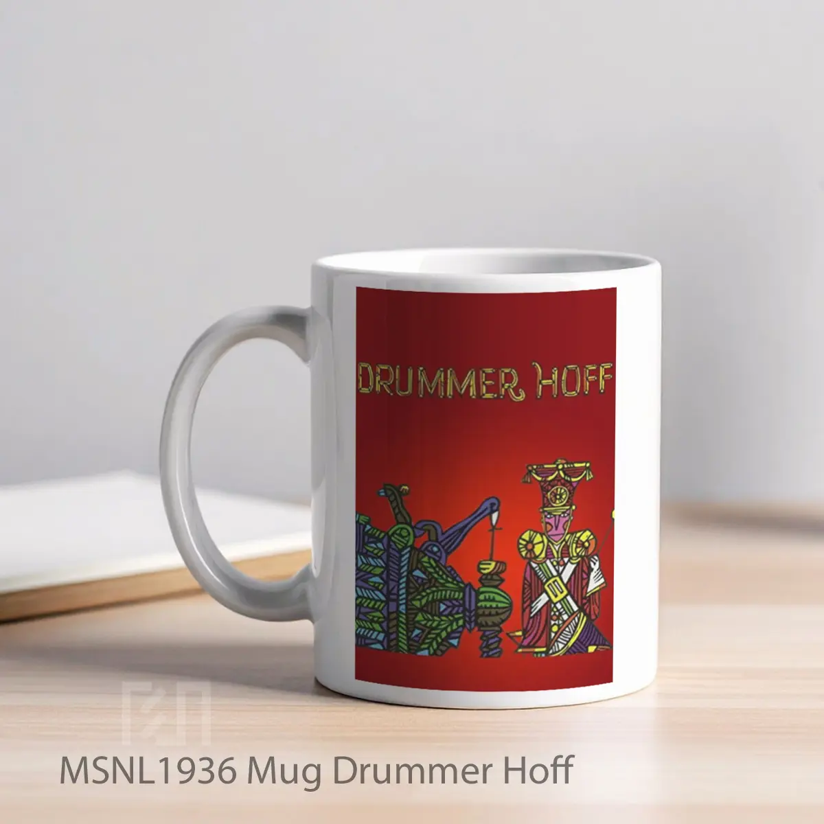 Mug Drummer Hoff Gelas Keramik Tema Film MSNL1936 - Tampak Kiri