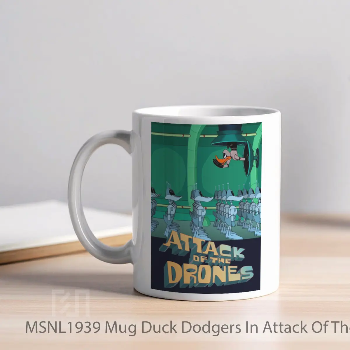 Mug Duck Dodgers In Attack Of The Drones Gelas Keramik Tema Film MSNL1939 - Tampak Kiri