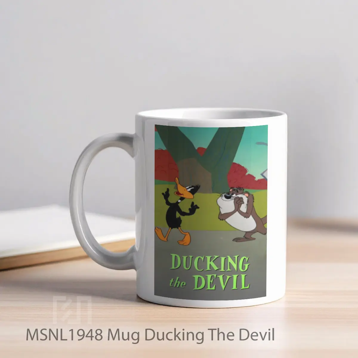 Mug Ducking The Devil Gelas Keramik Tema Film MSNL1948 - Tampak Kiri