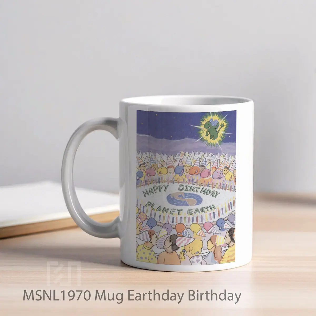 Mug Earthday Birthday Gelas Keramik Tema Film MSNL1970 - Tampak Kiri