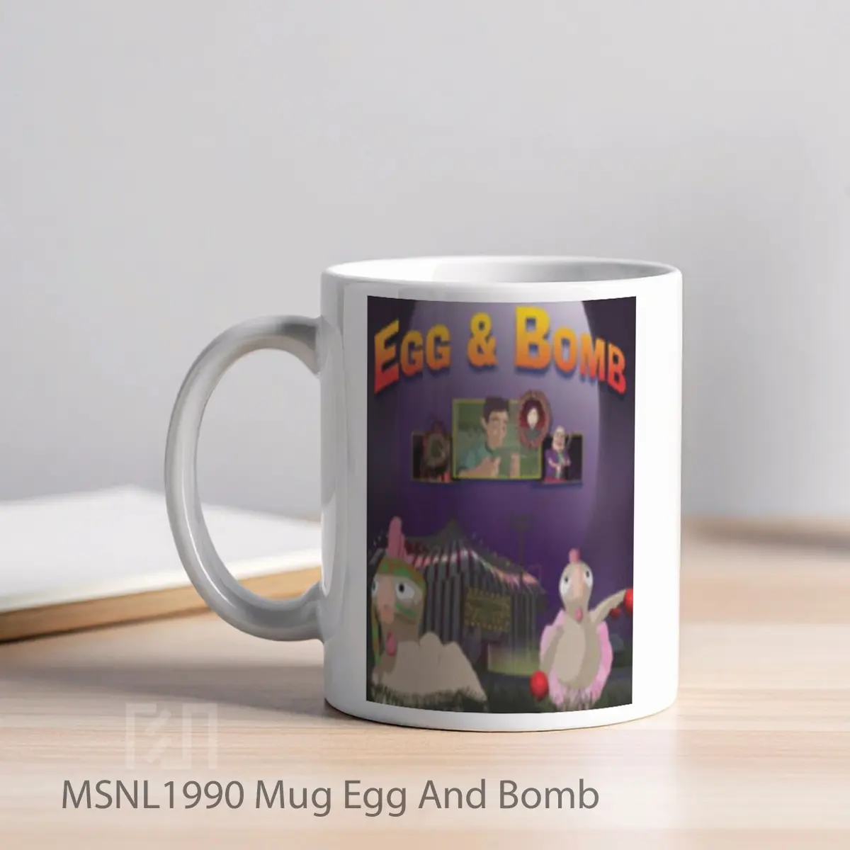 Mug Egg And Bomb Gelas Keramik Tema Film MSNL1990 - Tampak Kiri