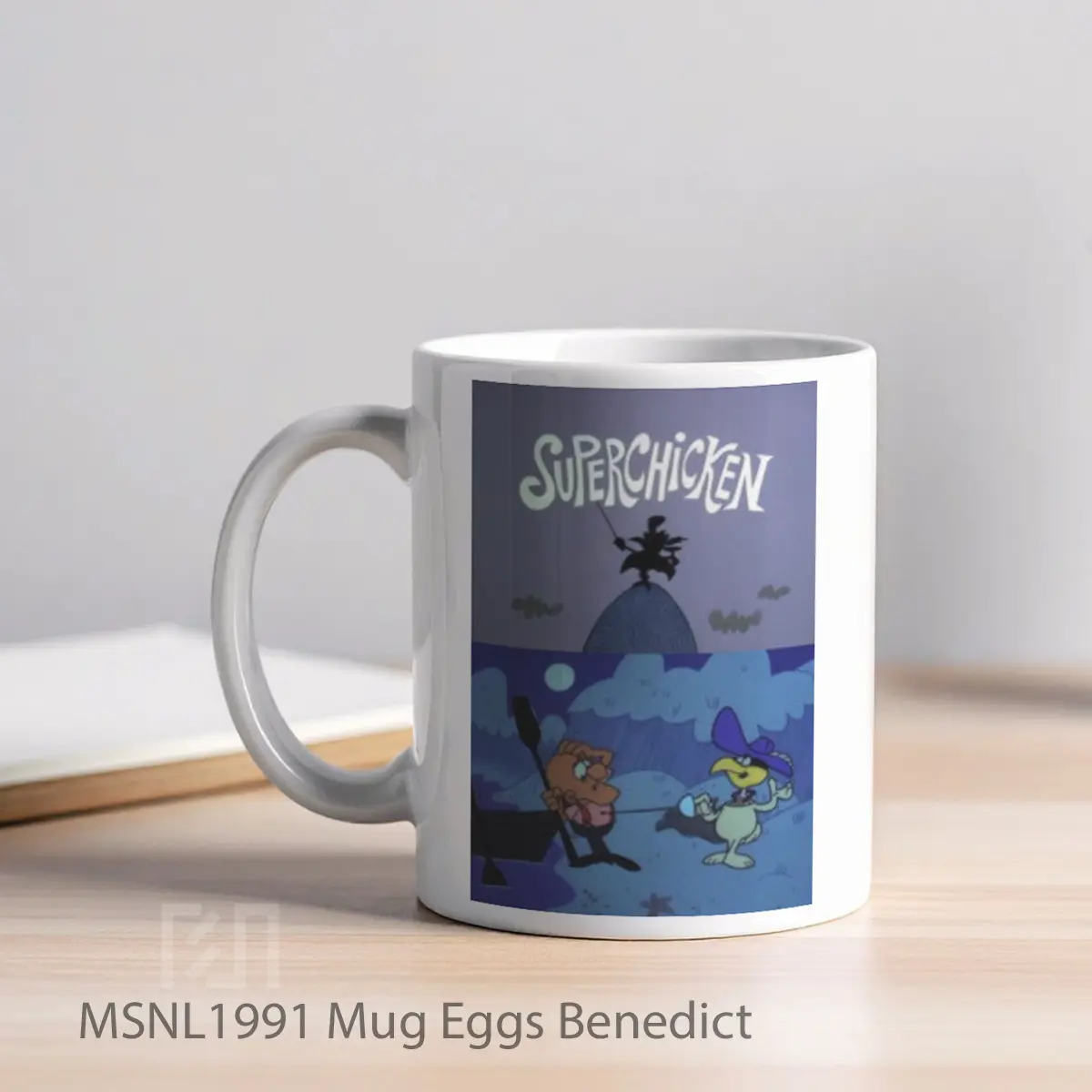 Mug Eggs Benedict Gelas Keramik Tema Film MSNL1991 - Tampak Kiri