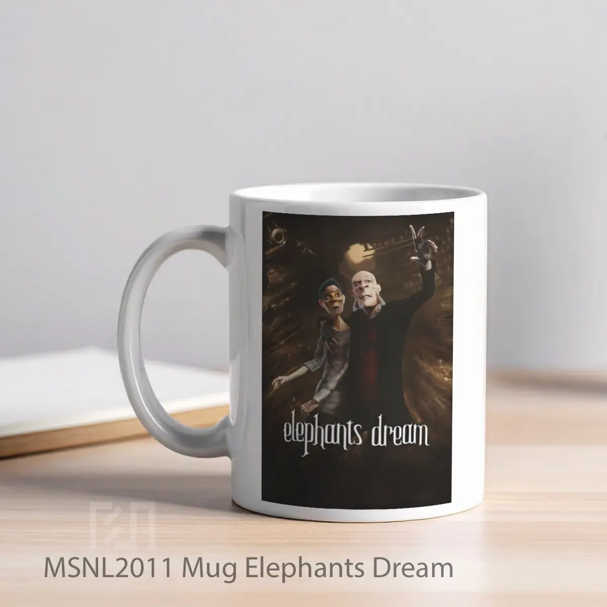 Mug Elephants Dream Gelas Keramik Tema Film MSNL2011 - Tampak Kiri