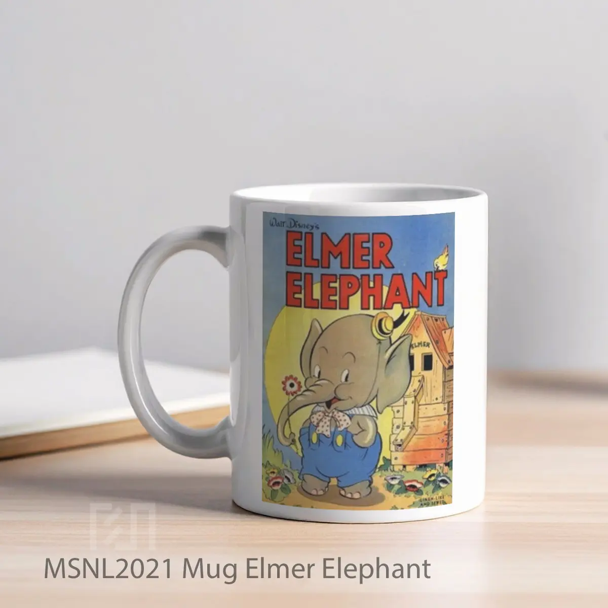 Mug Elmer Elephant Gelas Keramik Tema Film MSNL2021 - Tampak Kiri