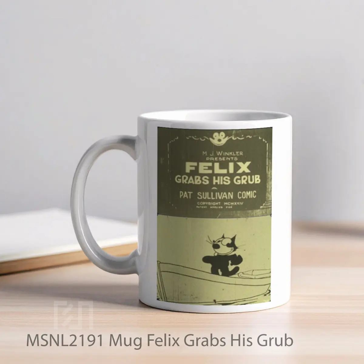 Mug Felix Grabs His Grub Gelas Keramik Tema Film MSNL2191 - Tampak Kiri