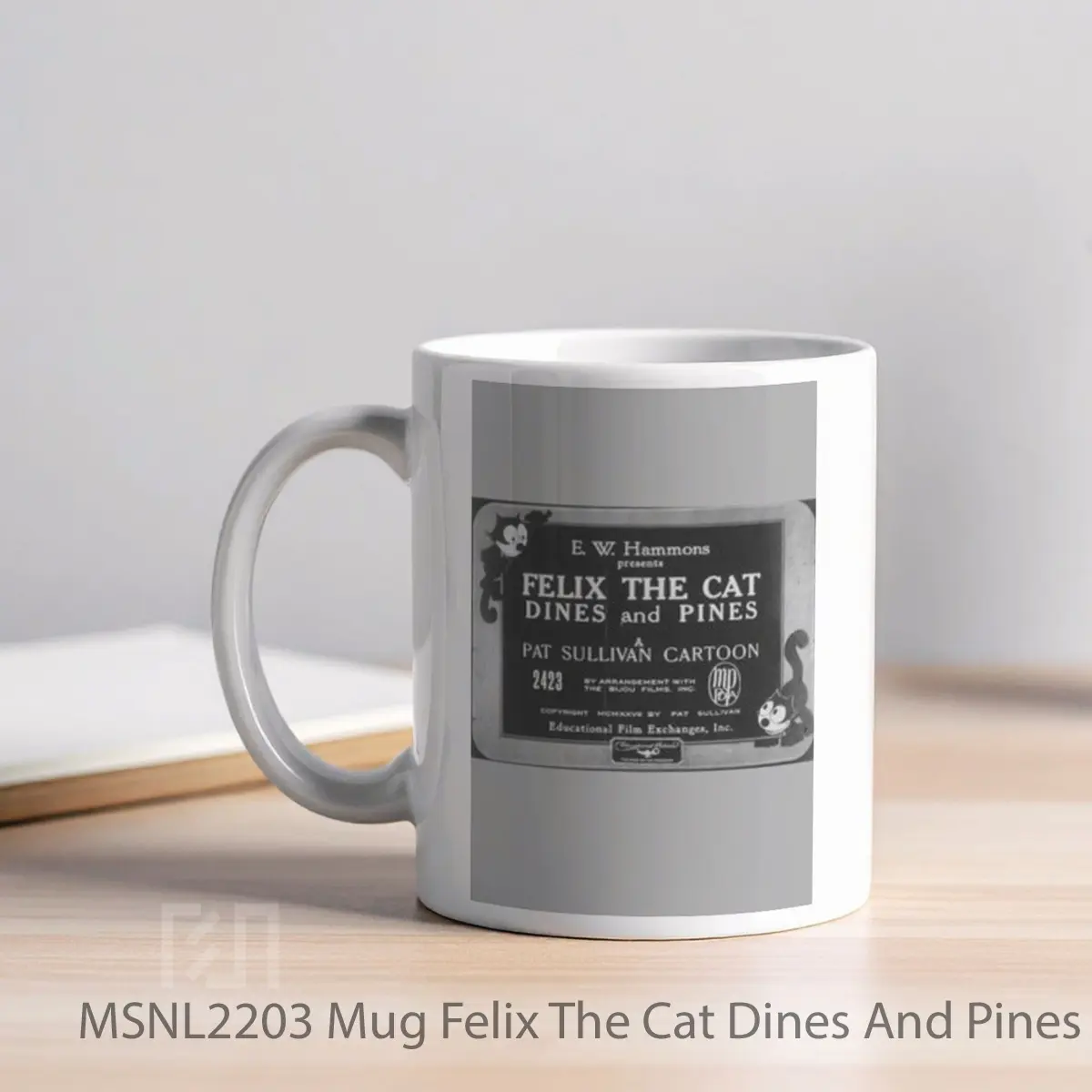 Mug Felix The Cat Dines And Pines Gelas Keramik Tema Film MSNL2203 - Tampak Kiri