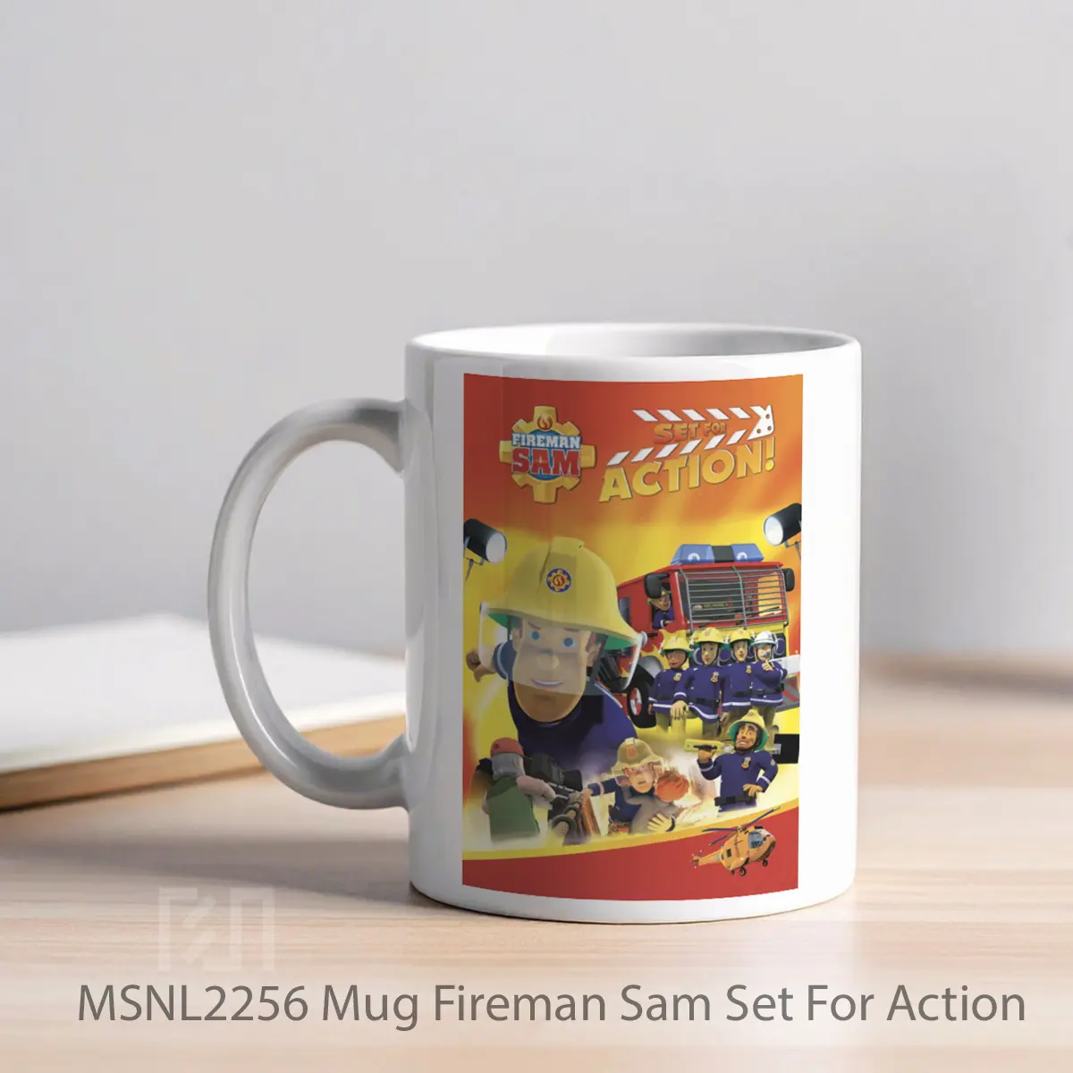 Mug Fireman Sam Set For Action Gelas Keramik Tema Film MSNL2256 - Tampak Kiri