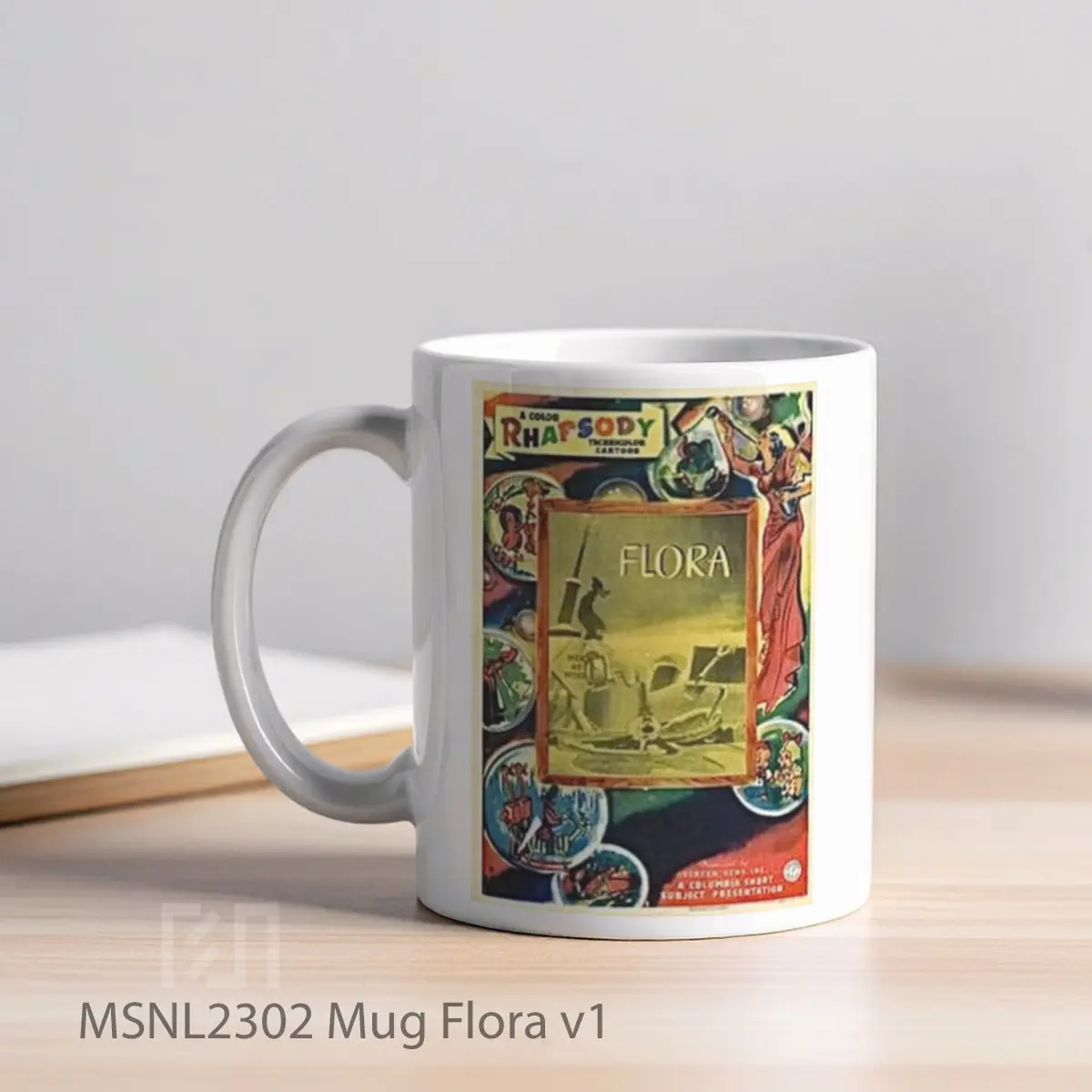 Mug Flora V1 Gelas Keramik Tema Film MSNL2302 - Tampak Kiri