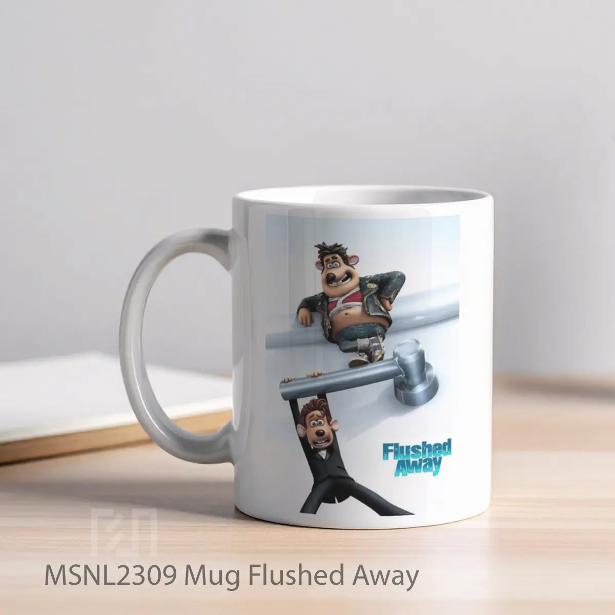 Mug Flushed Away Gelas Keramik Tema Film MSNL2309 - Tampak Kiri
