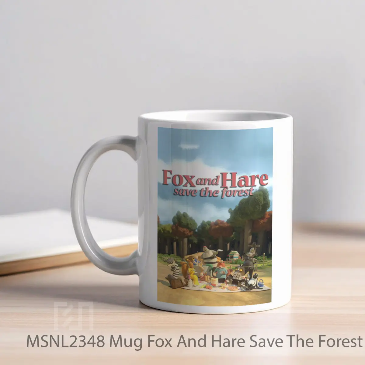 Mug Fox And Hare Save The Forest Gelas Keramik Tema Film MSNL2348 - Tampak Kiri