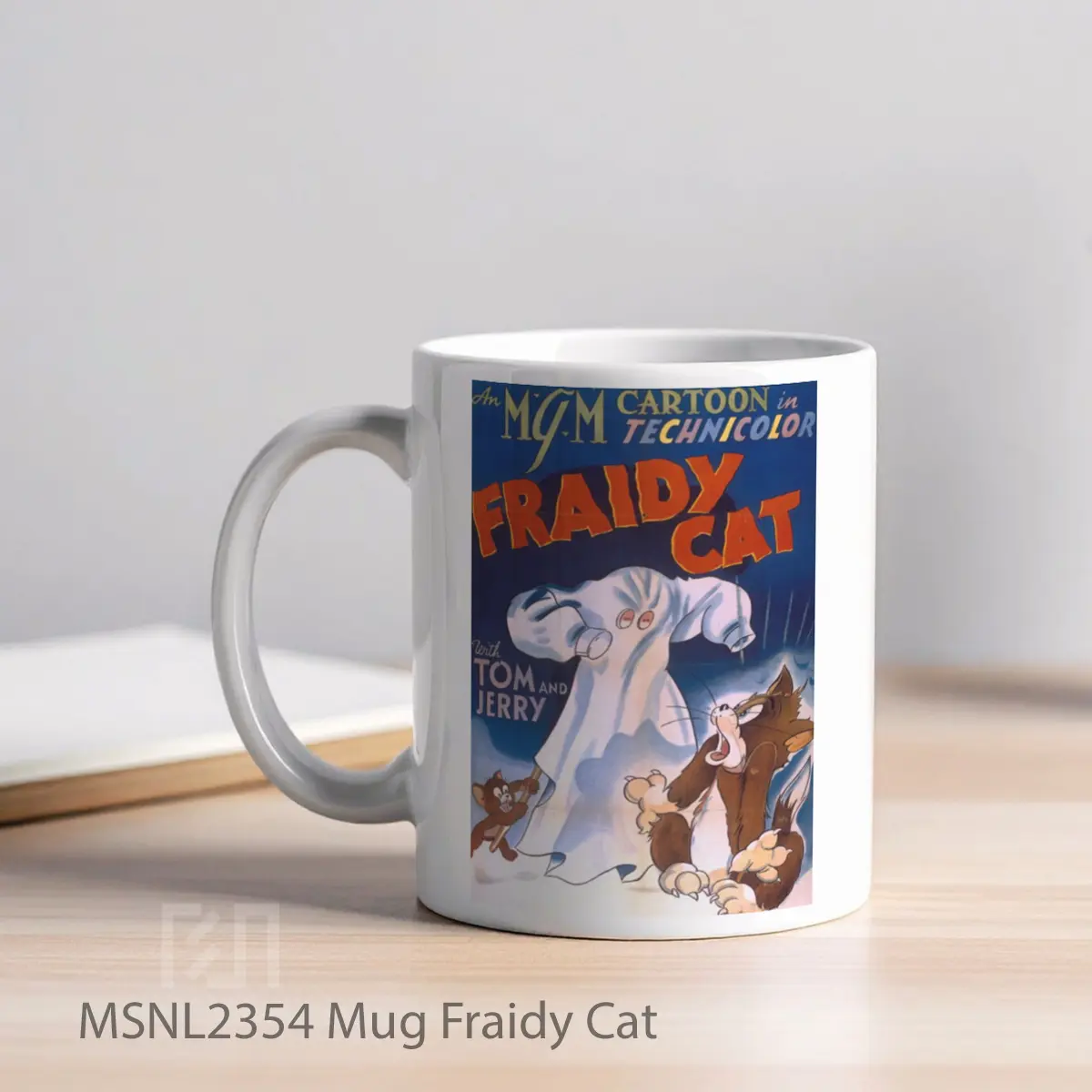 Mug Fraidy Cat Gelas Keramik Tema Film MSNL2354 - Tampak Kiri