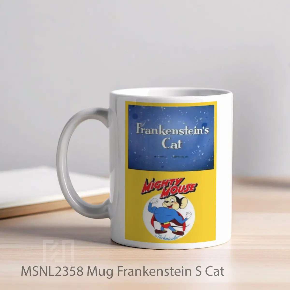 Mug Frankenstein S Cat Gelas Keramik Tema Film MSNL2358 - Tampak Kiri