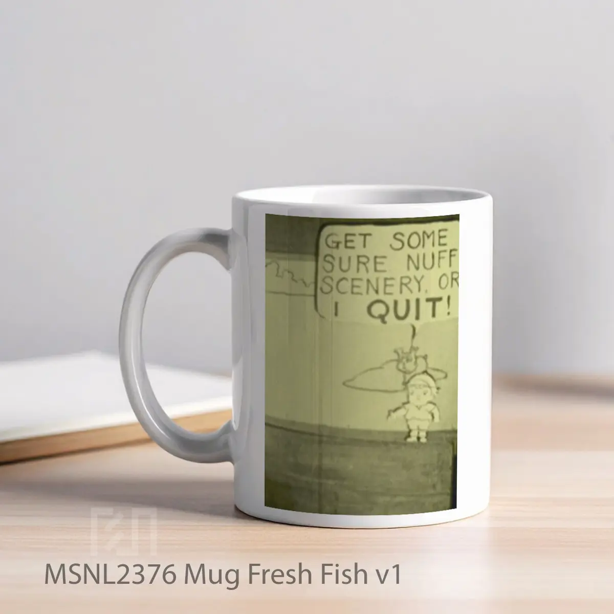 Mug Fresh Fish V1 Gelas Keramik Tema Film MSNL2376 - Tampak Kiri