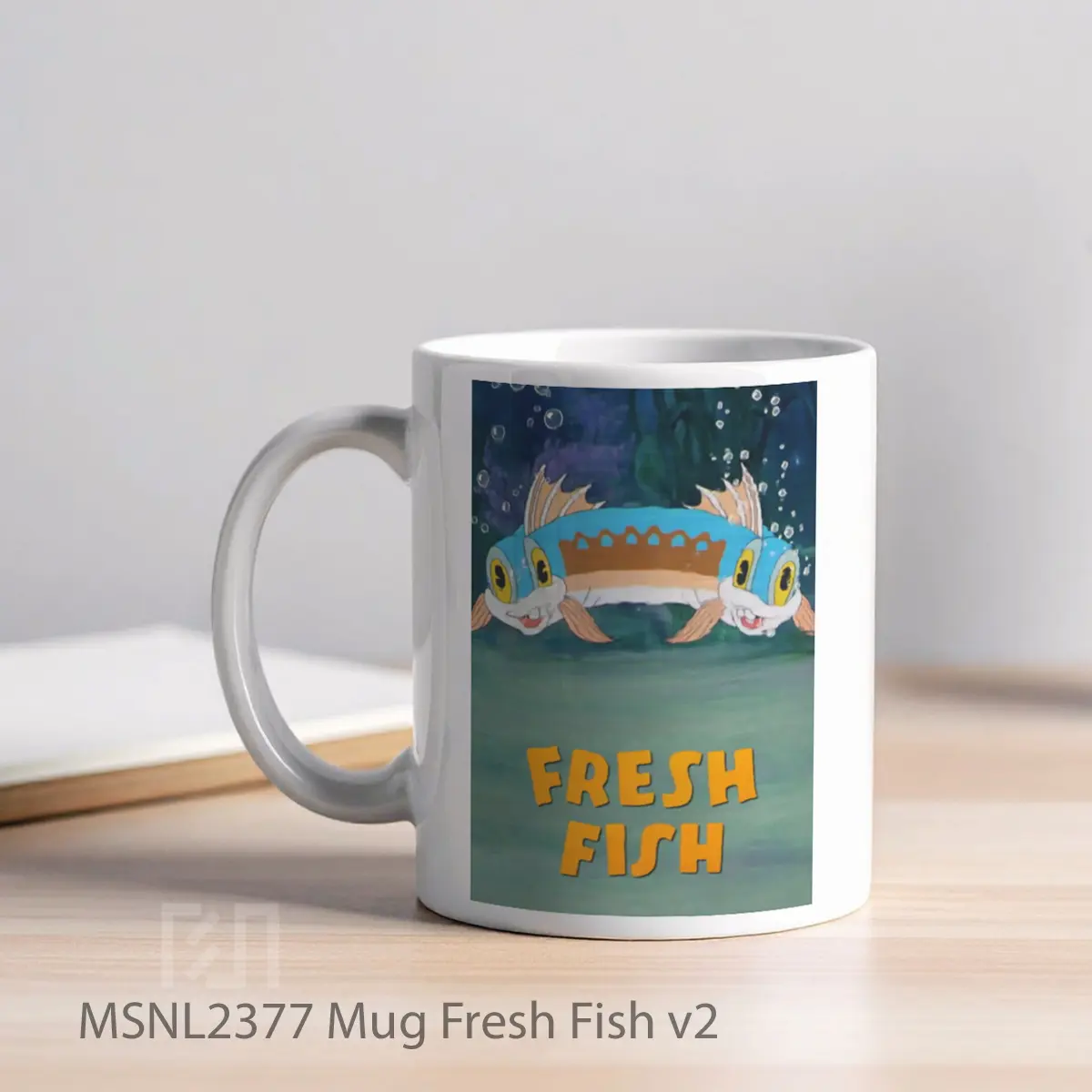 Mug Fresh Fish V2 Gelas Keramik Tema Film MSNL2377 - Tampak Kiri