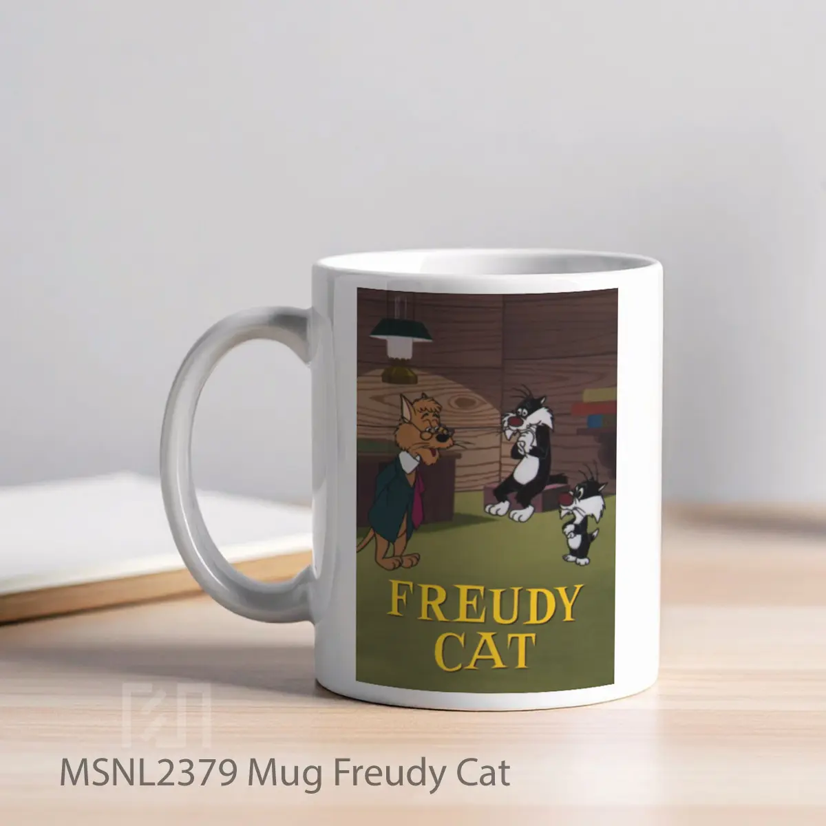 Mug Freudy Cat Gelas Keramik Tema Film MSNL2379 - Tampak Kiri