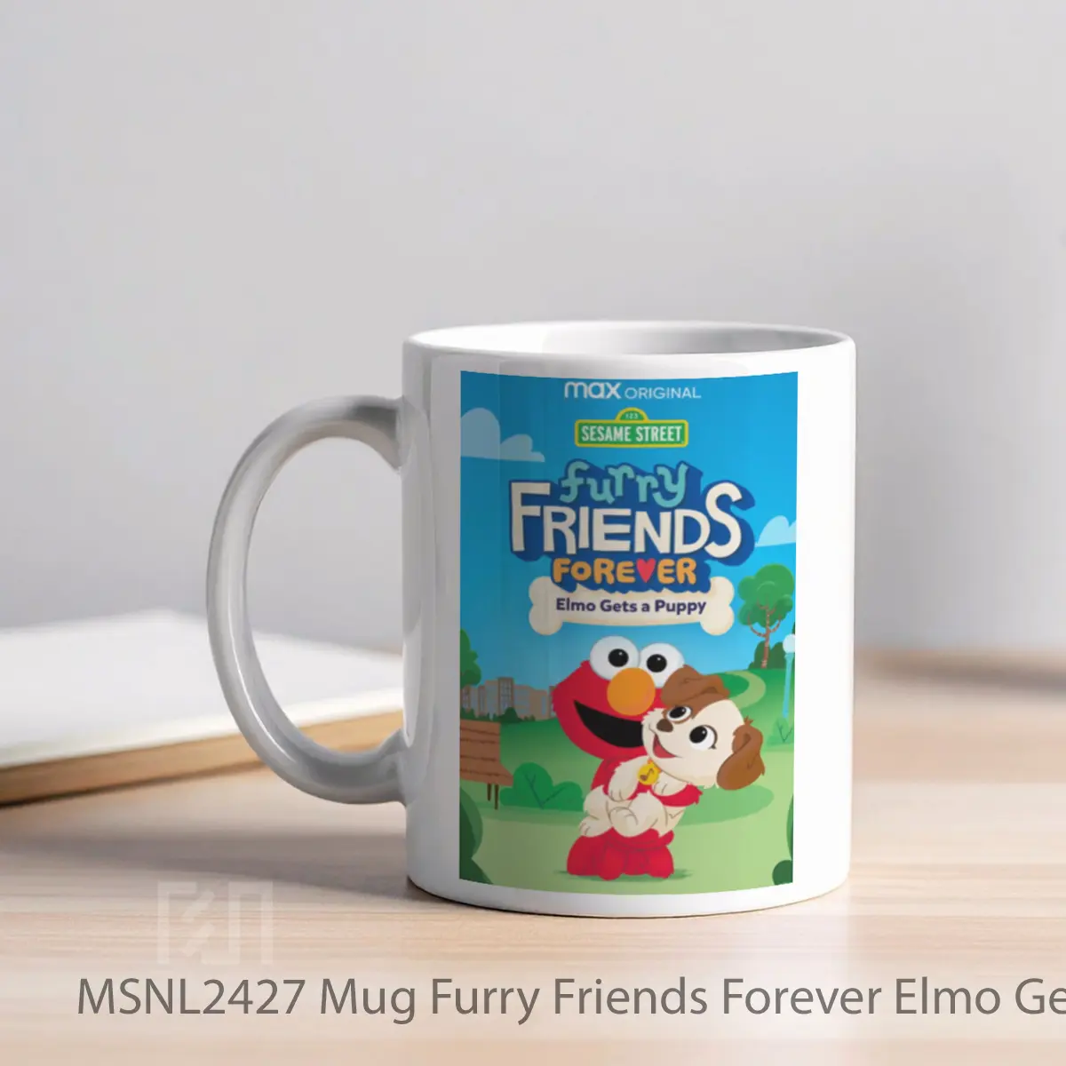 Mug Furry Friends Forever Elmo Gets A Puppy Gelas Keramik Tema Film MSNL2427 - Tampak Kiri