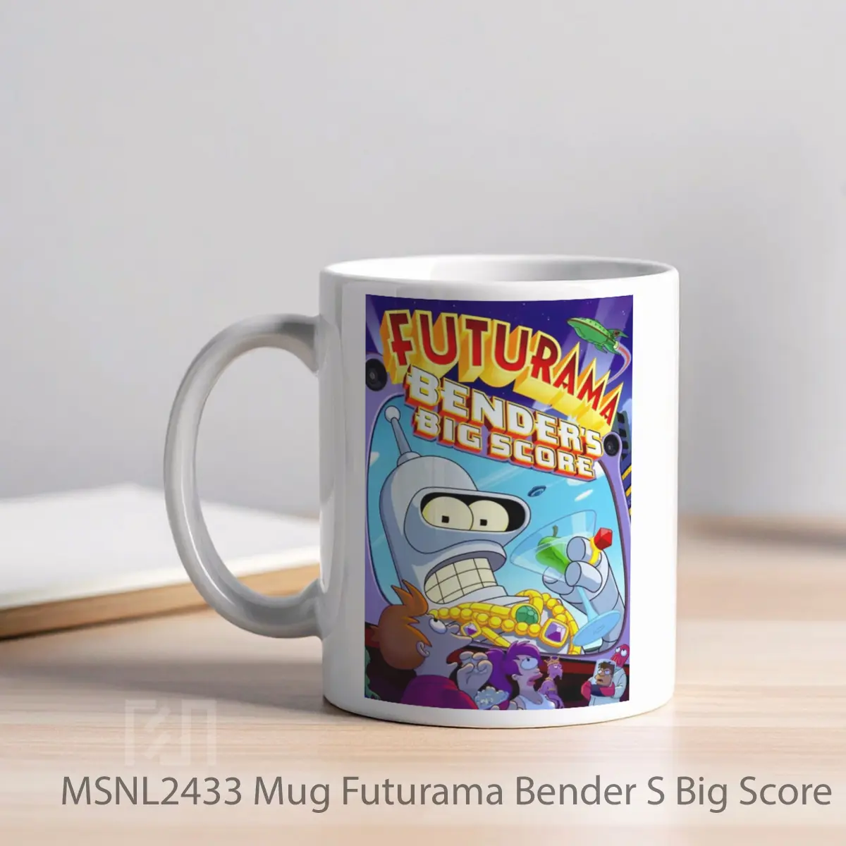 Mug Futurama Bender S Big Score Gelas Keramik Tema Film MSNL2433 - Tampak Kiri