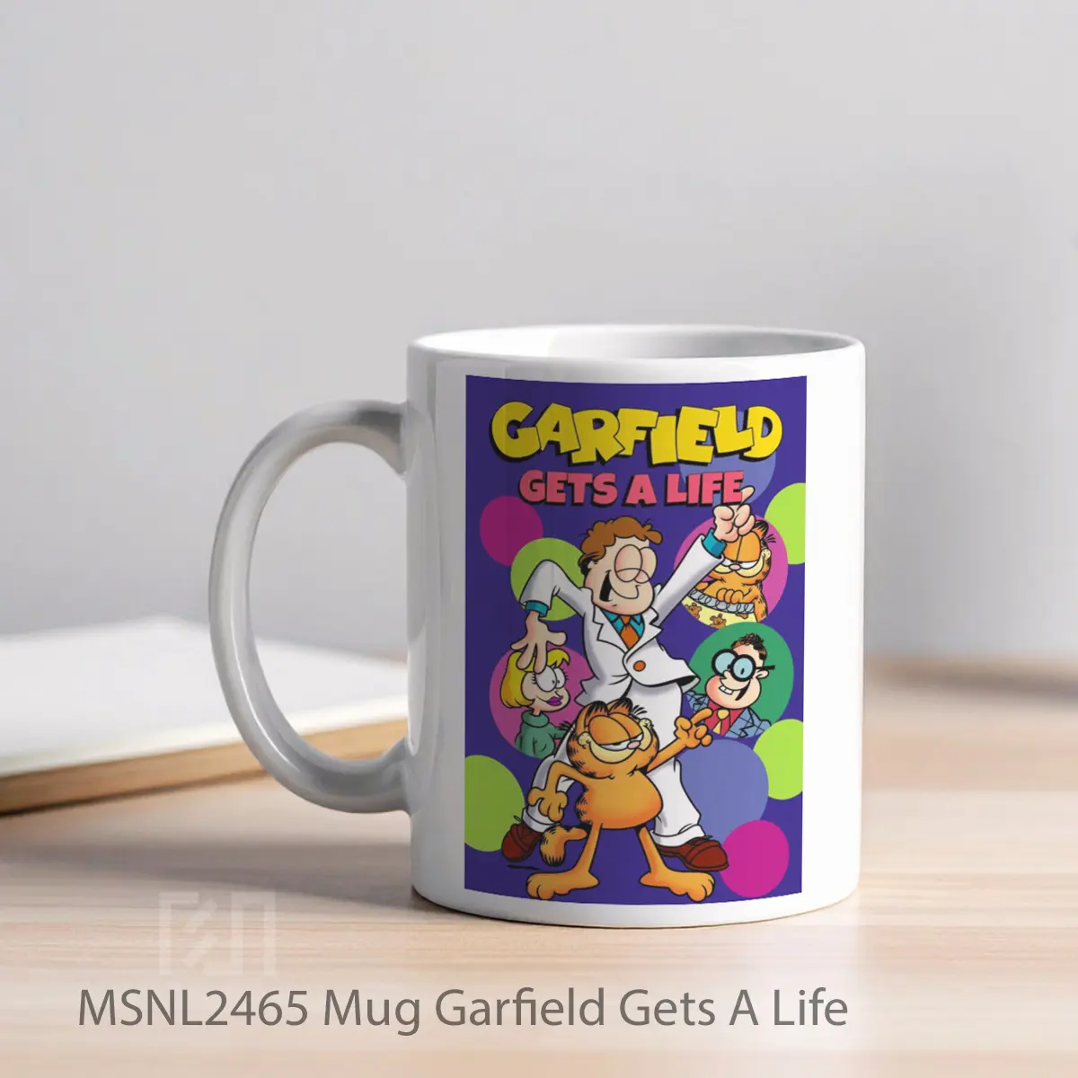 Mug Garfield Gets A Life Gelas Keramik Tema Film MSNL2465 - Tampak Kiri