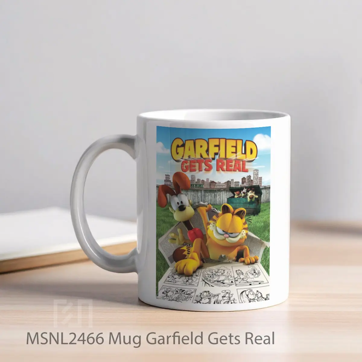 Mug Garfield Gets Real Gelas Keramik Tema Film MSNL2466 - Tampak Kiri