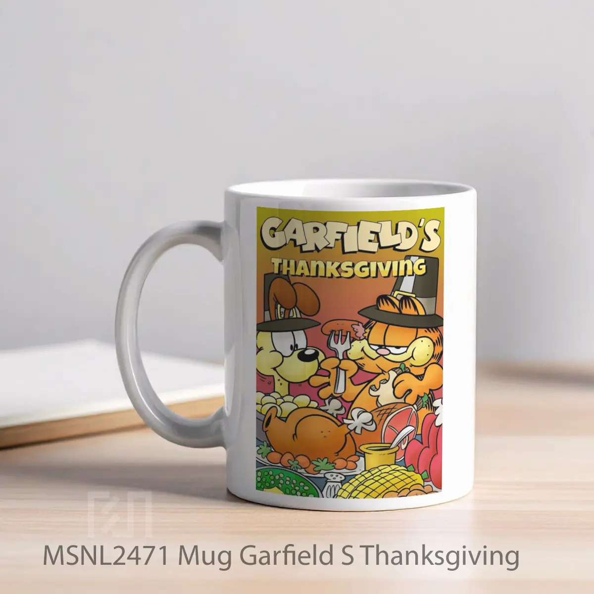 Mug Garfield S Thanksgiving Gelas Keramik Tema Film MSNL2471 - Tampak Kiri