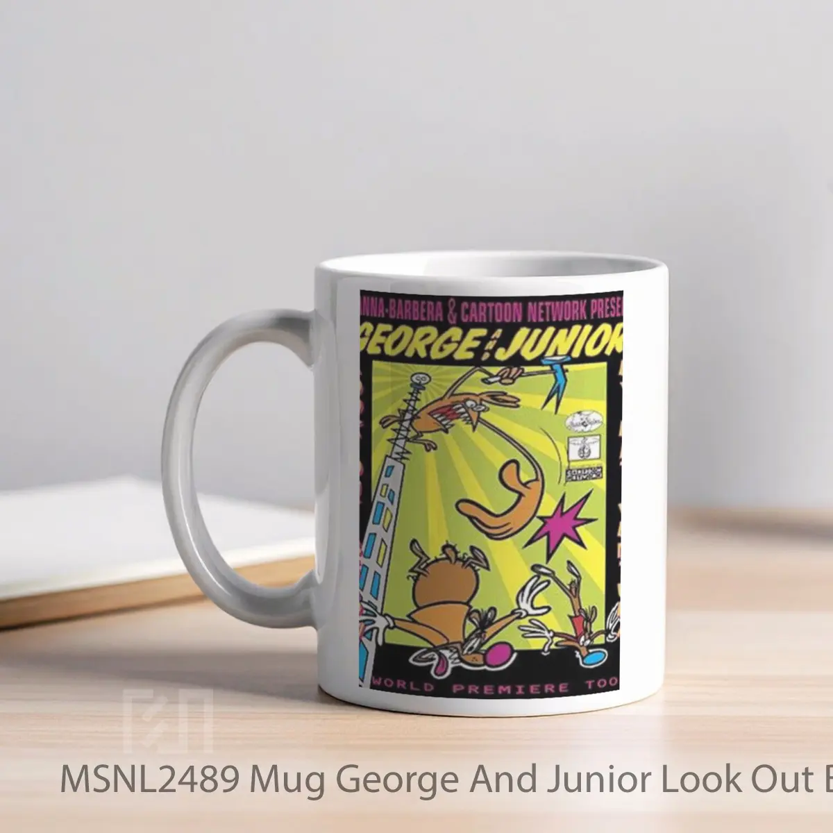 Mug George And Junior Look Out Below Gelas Keramik Tema Film MSNL2489 - Tampak Kiri