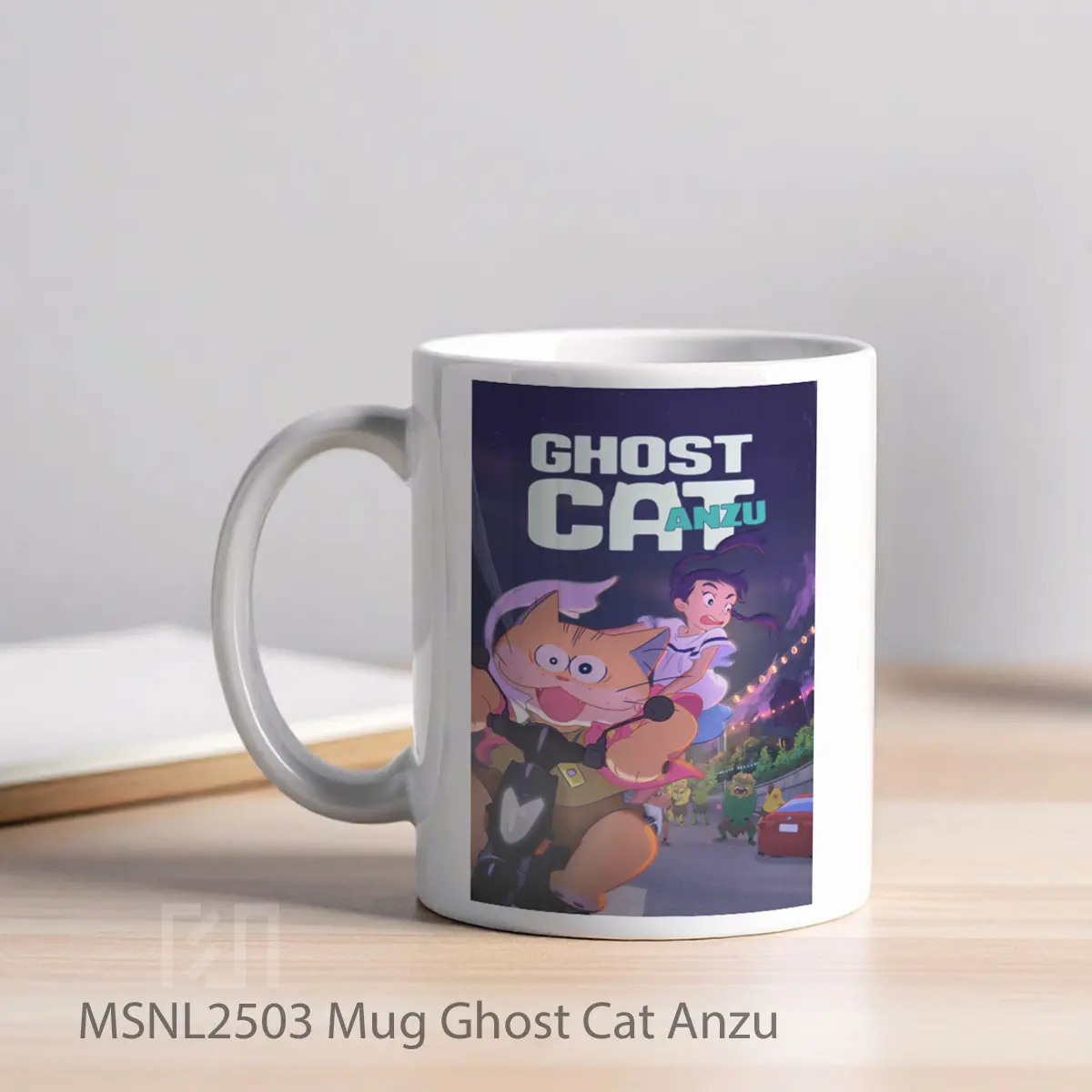 Mug Ghost Cat Anzu Gelas Keramik Tema Film MSNL2503 - Tampak Kiri