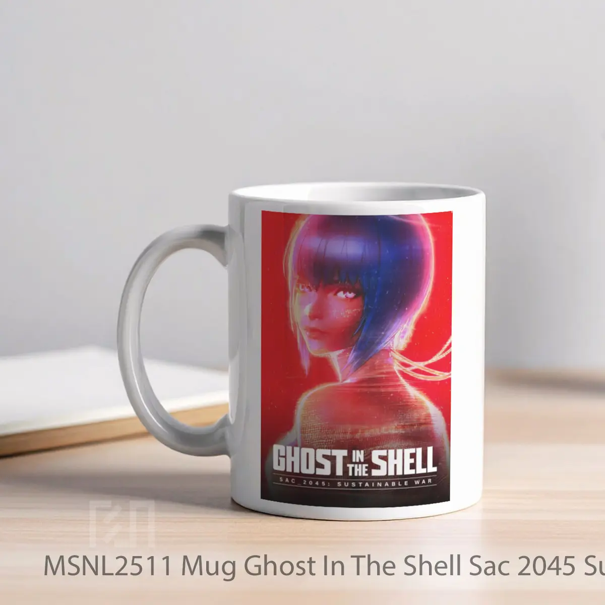 Mug Ghost In The Shell Sac 2045 Sustainable War Gelas Keramik Tema Film MSNL2511 - Tampak Kiri