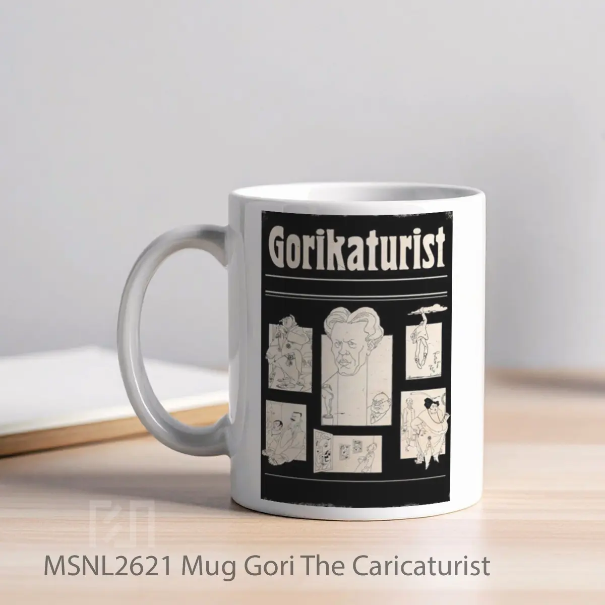 Mug Gori The Caricaturist Gelas Keramik Tema Film MSNL2621 - Tampak Kiri