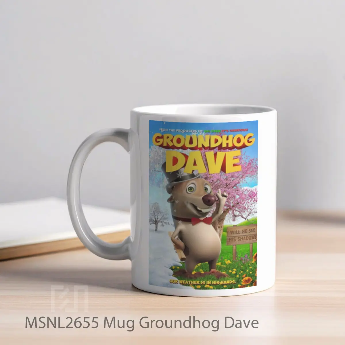 Mug Groundhog Dave Gelas Keramik Tema Film MSNL2655 - Tampak Kiri