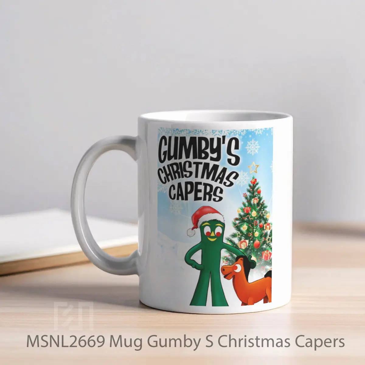Mug Gumby S Christmas Capers Gelas Keramik Tema Film MSNL2669 - Tampak Kiri