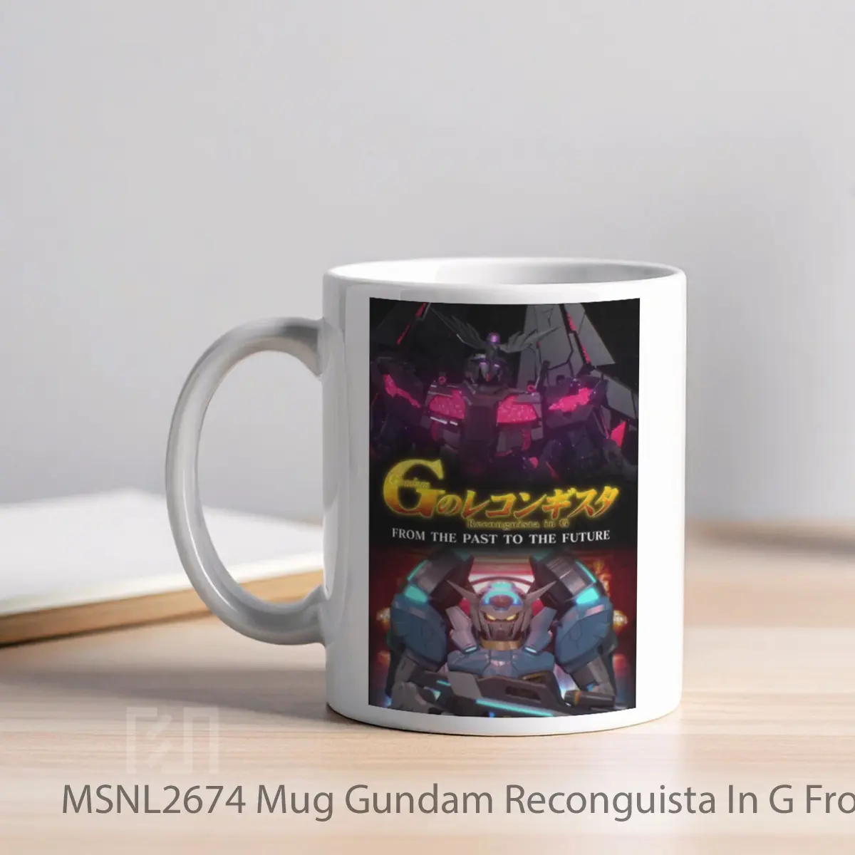 Mug Gundam Reconguista In G From The Past To The Future Gelas Keramik Tema Film MSNL2674 - Tampak Kiri